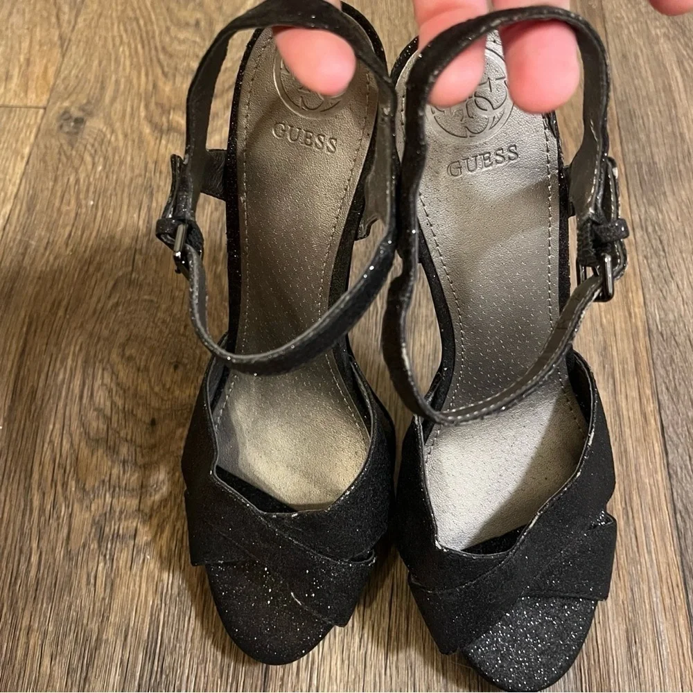 Guess Stunning Glittery Black 6” Heels